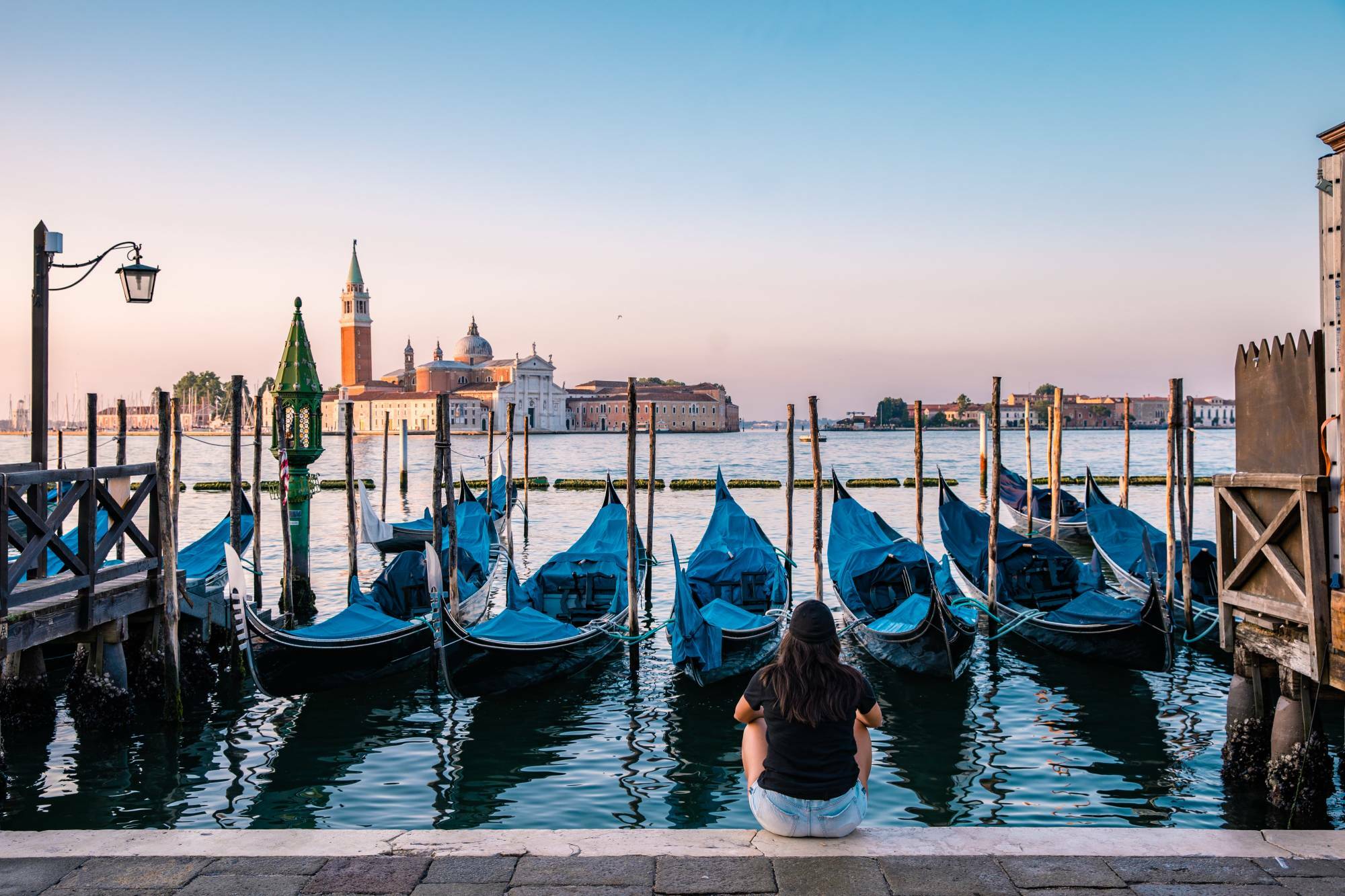 Venice italy gondole sunset