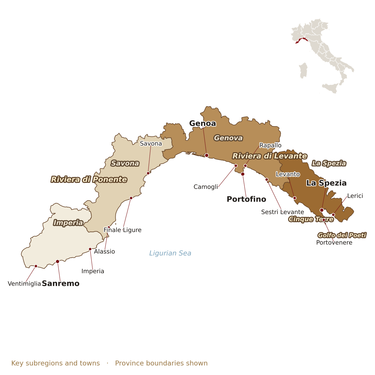 Italian riviera map transparent