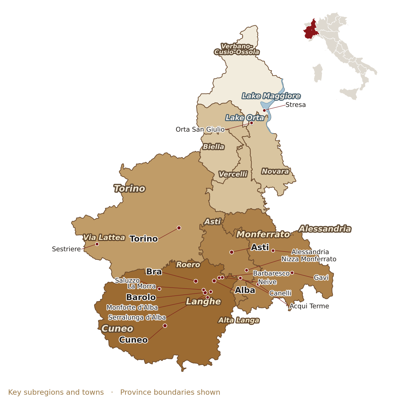Piedmont map transparent