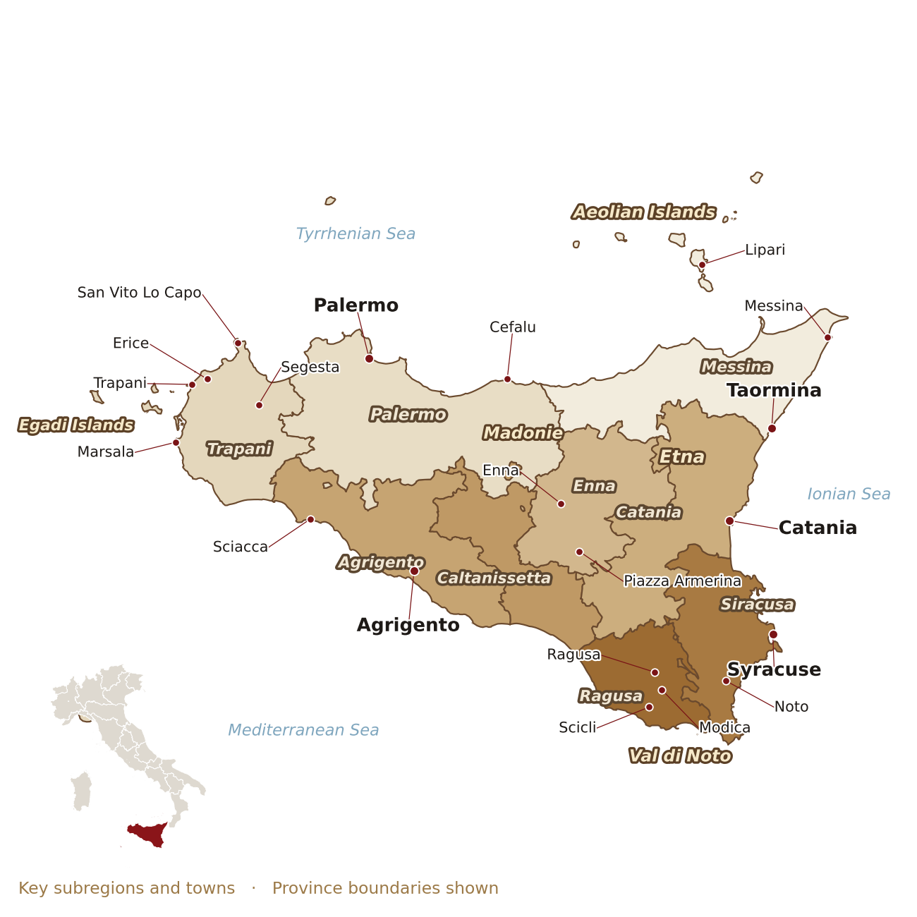 Sicily map transparent
